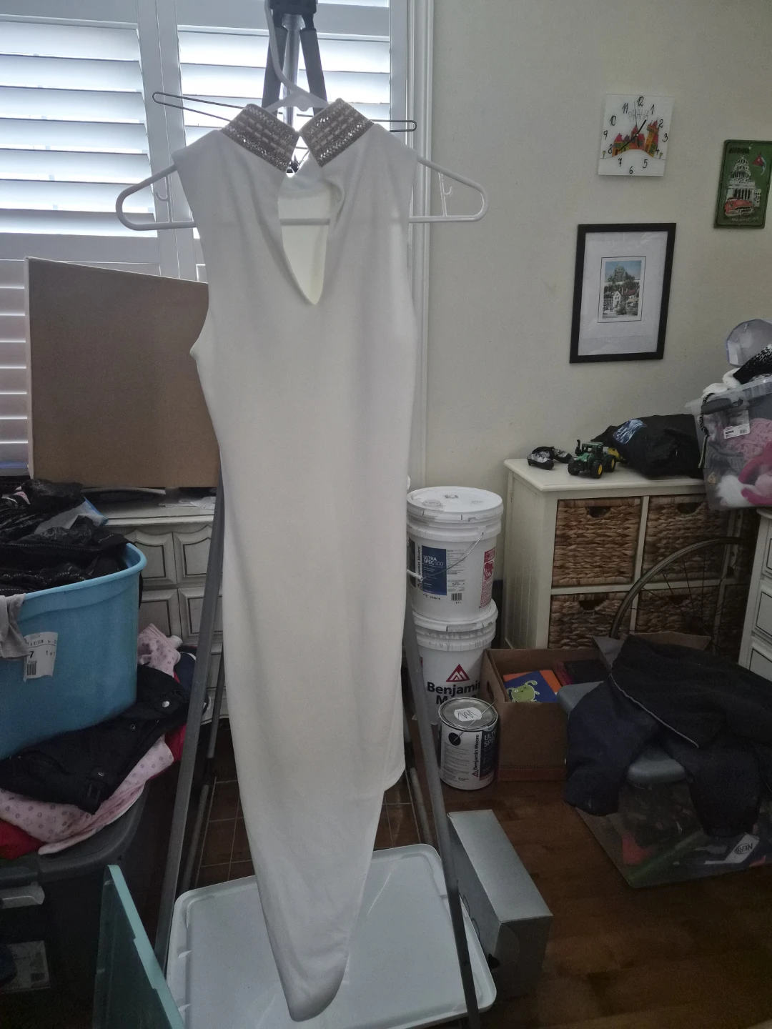 Bebe White Embellished Collar Dress XS - photo 2