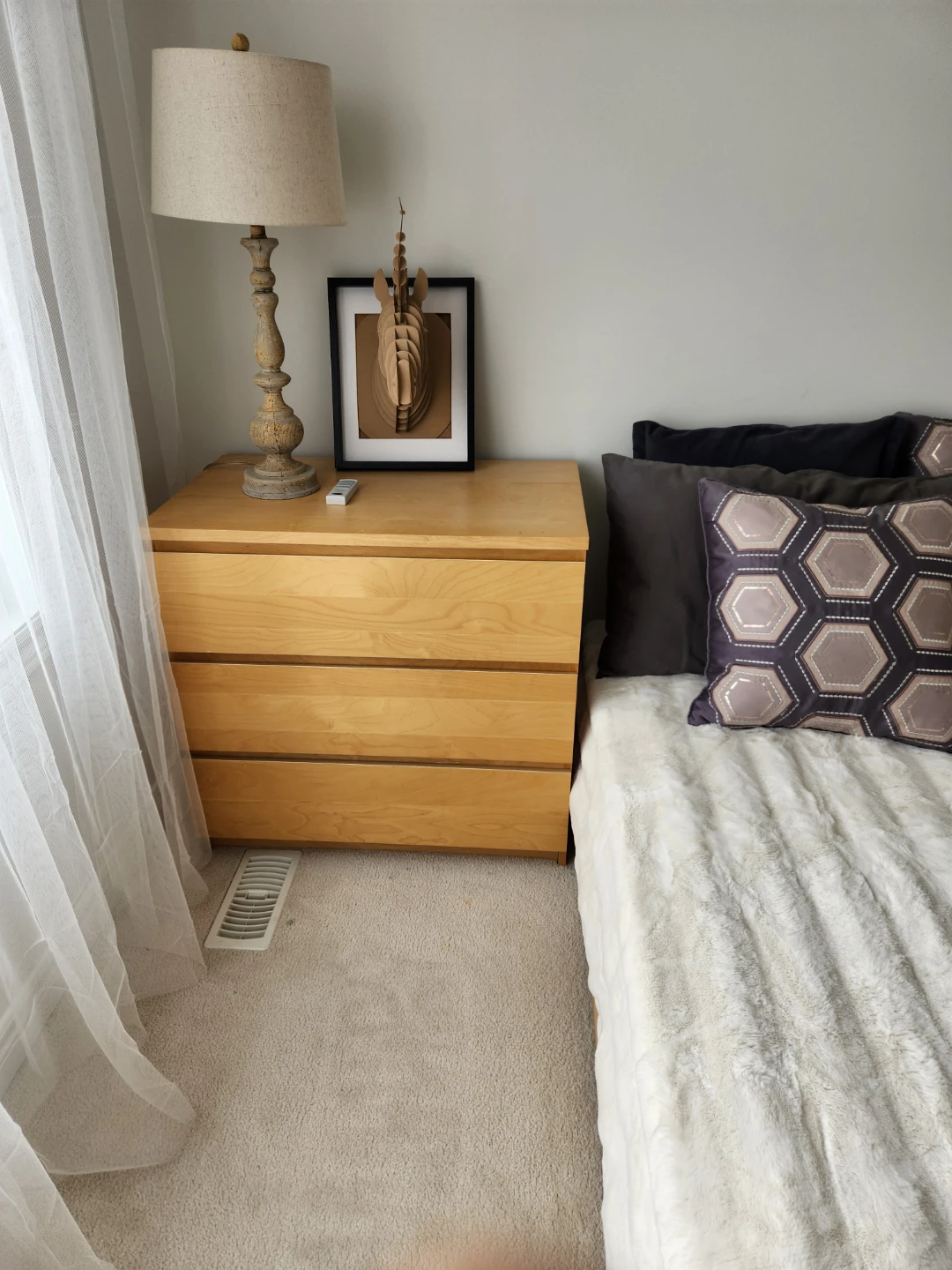 Hardwood bed base and mattress and chest of drawers - photo 2