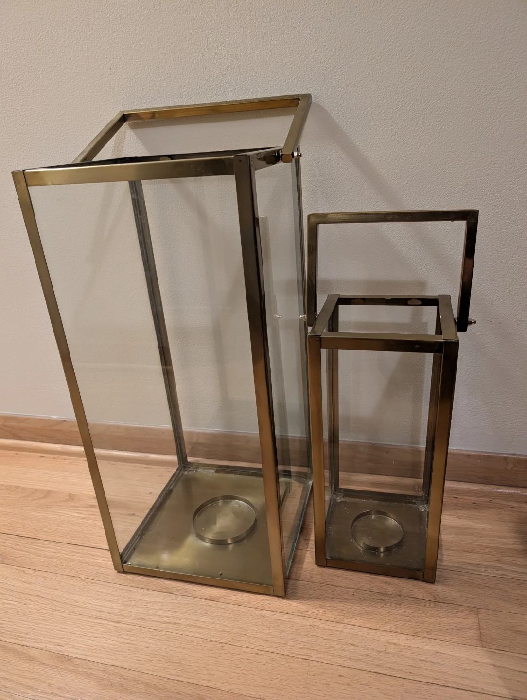 Glass gold accent lanterns