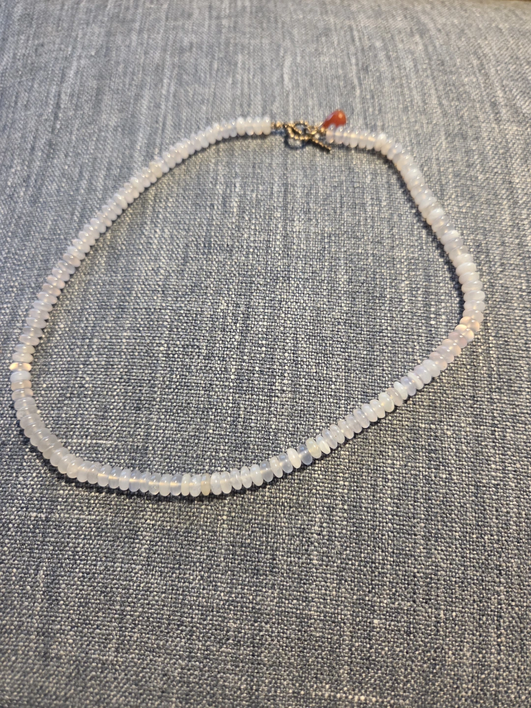 Pale lavender Beaded Necklace with Orange Accent