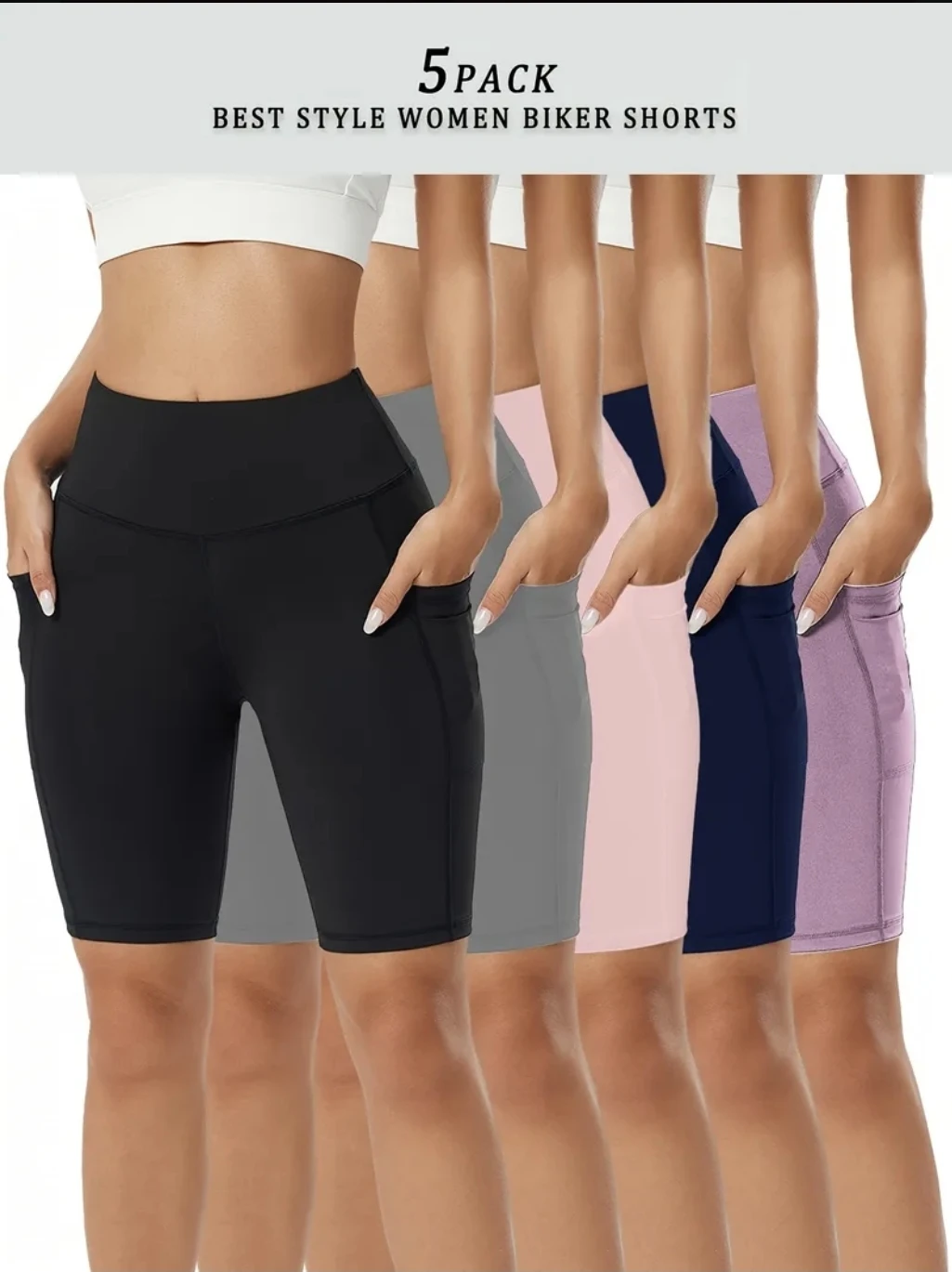 5 Pack Women's Biker Shorts