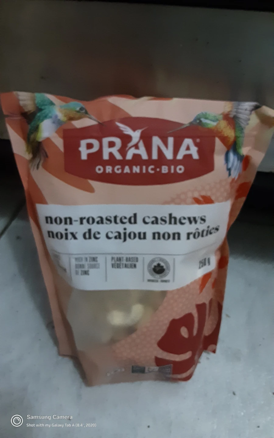 Prana Organic Non-Roasted Cashews, 250g