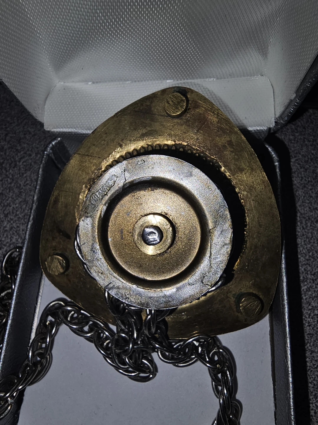 Vintage Brass Gear Instrument with Chain and Case - photo 5
