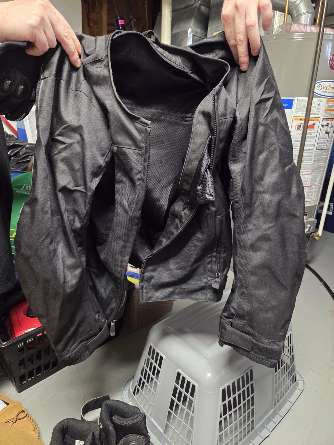 Black Motorcycle Jacket with Canadian Flag Patch