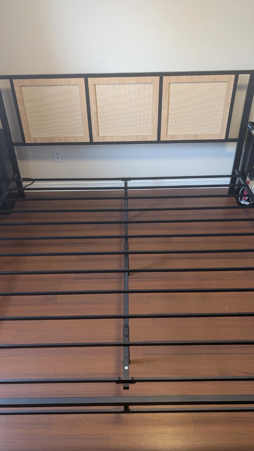 King Size Metal Bed Frame with Woven Headboard - photo 2