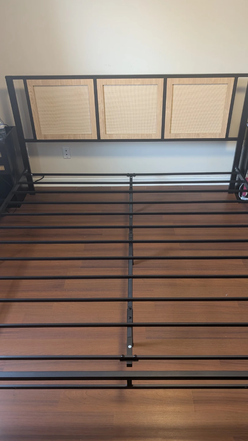 King Size Metal Bed Frame with Woven Headboard - photo 4