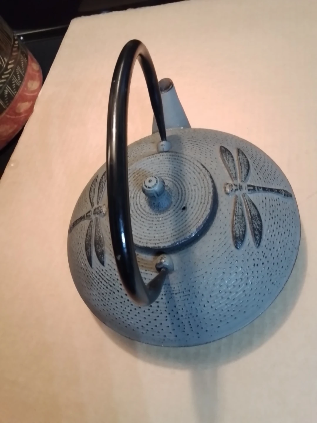 Cast Iron Teapot with Dragonfly Motif, Gray/Black - photo 2