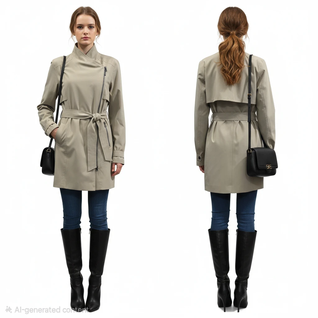 Lolë Lena Asymmetrical Trench Coat Jacket Dune​ Size XS 🏆 - photo 3