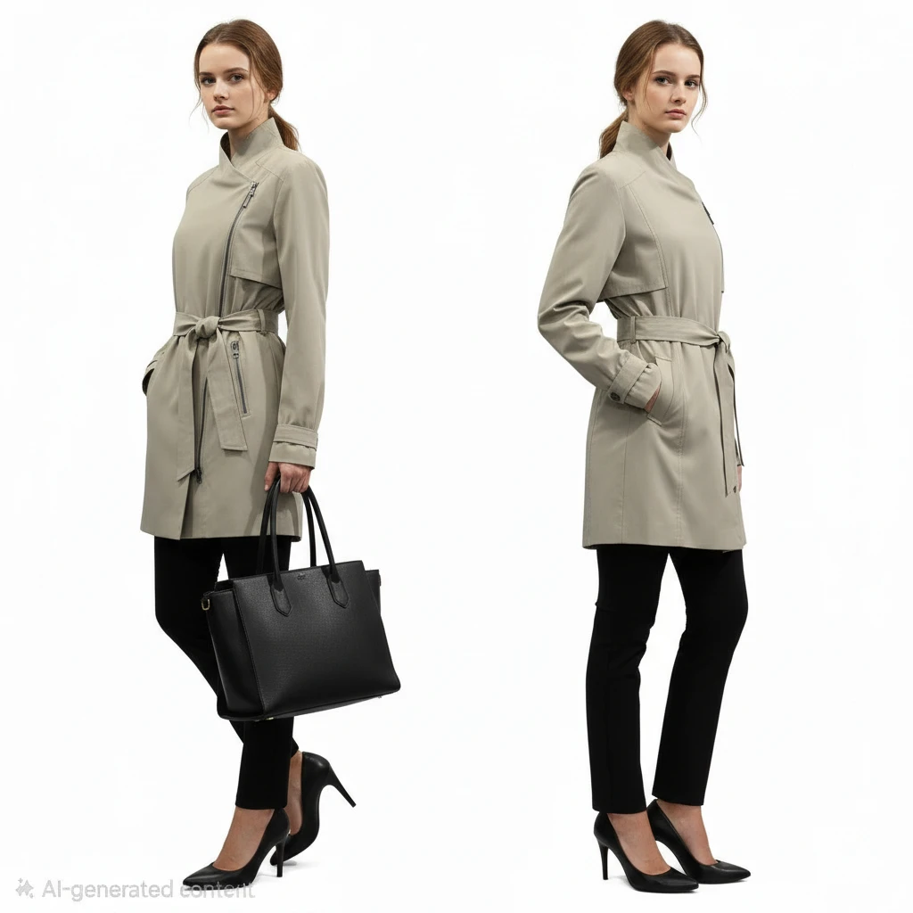 Lolë Lena Asymmetrical Trench Coat Jacket Dune​ Size XS 🏆 - photo 4