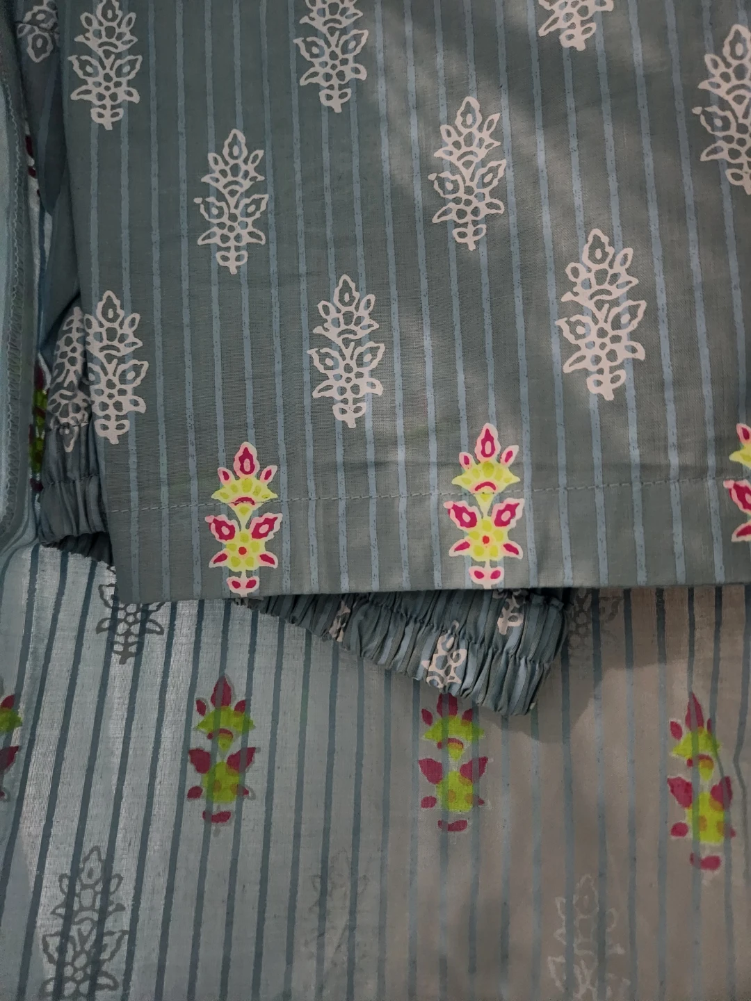 Kaas by Ideas 3-Piece Blue Printed Kurti Set - Size M - photo 4