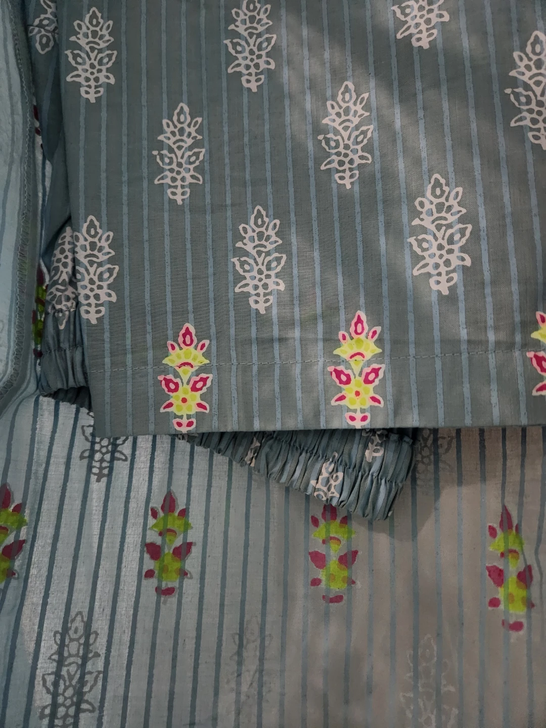 Kaas by Ideas 3-Piece Blue Printed Kurti Set - Size M - photo 5