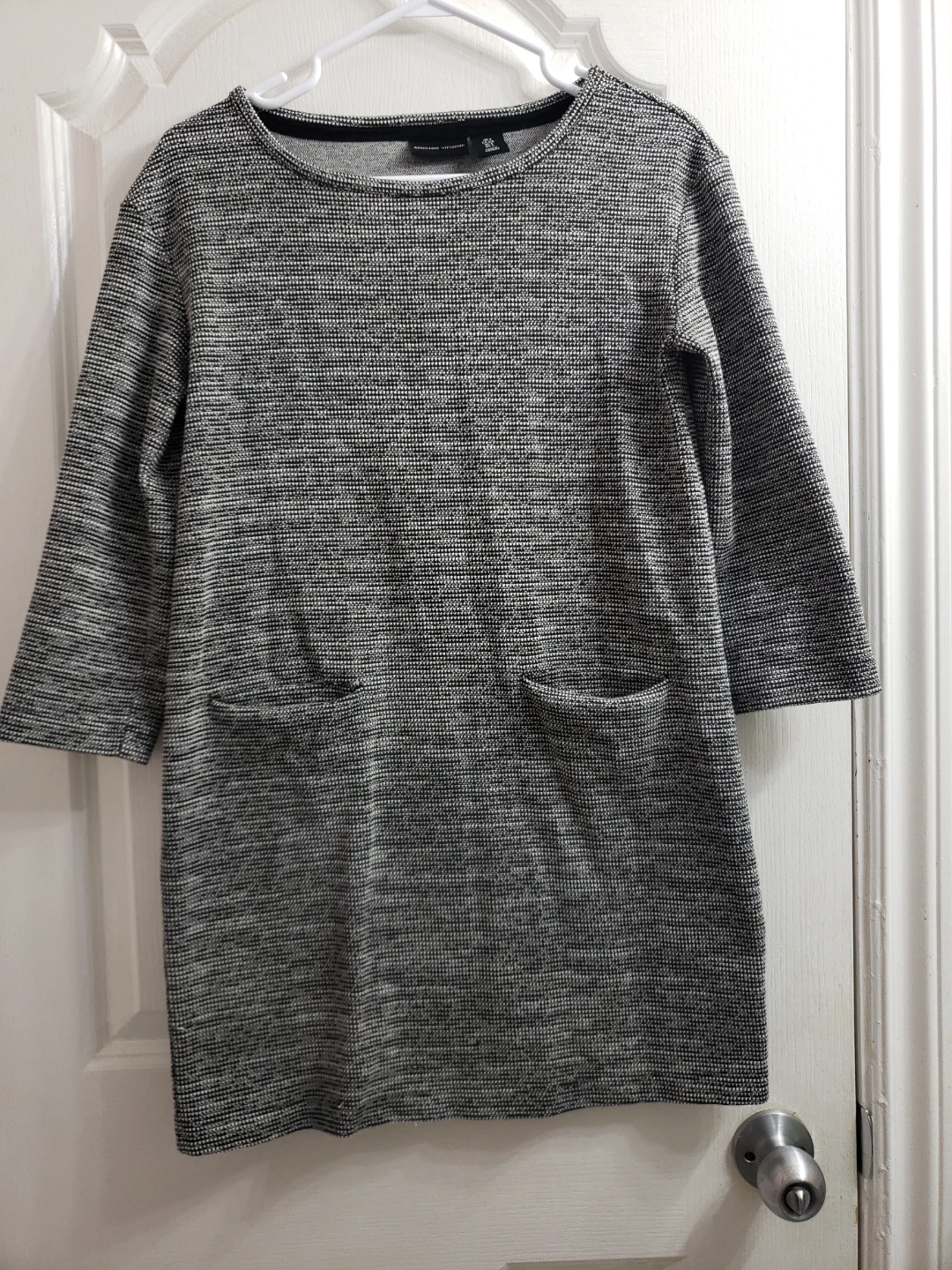 Adrienne Vittadini Women's Grey & Black Patterned Dress - Size S