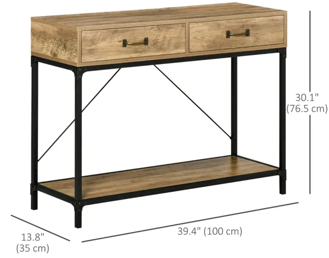 Brand new in box - Console Table with 2 Drawers and Shelf - photo 2