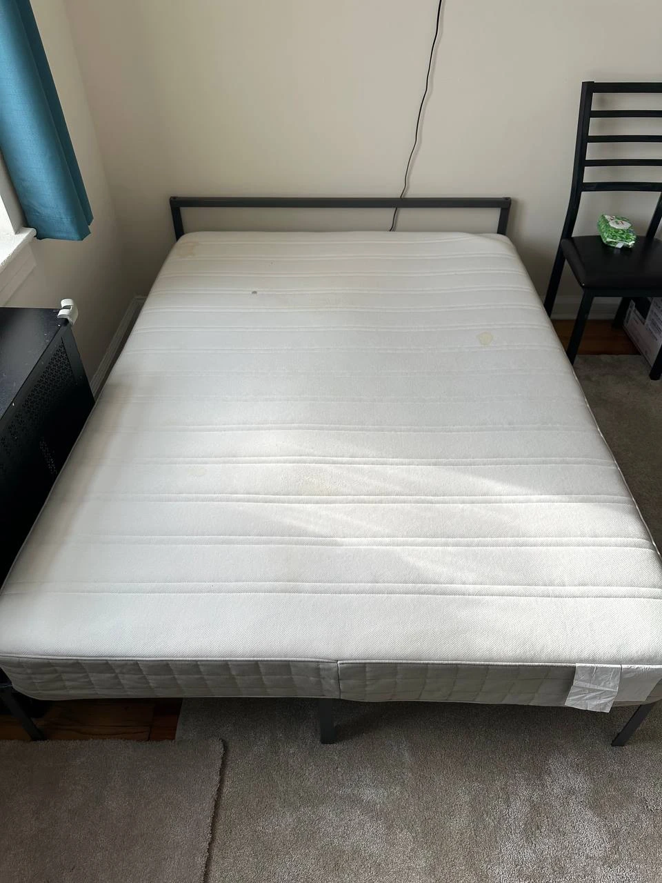 IKEA Queen Bed Frame with Luroy Slatted Bed Base and Mattress