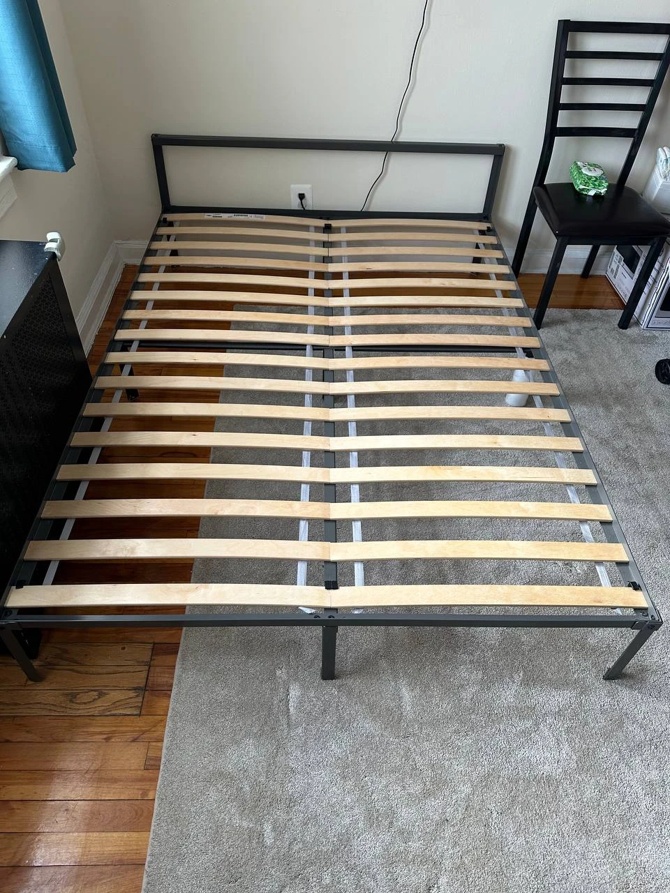 IKEA Queen Bed Frame with Luroy Slatted Bed Base and Mattress - photo 2