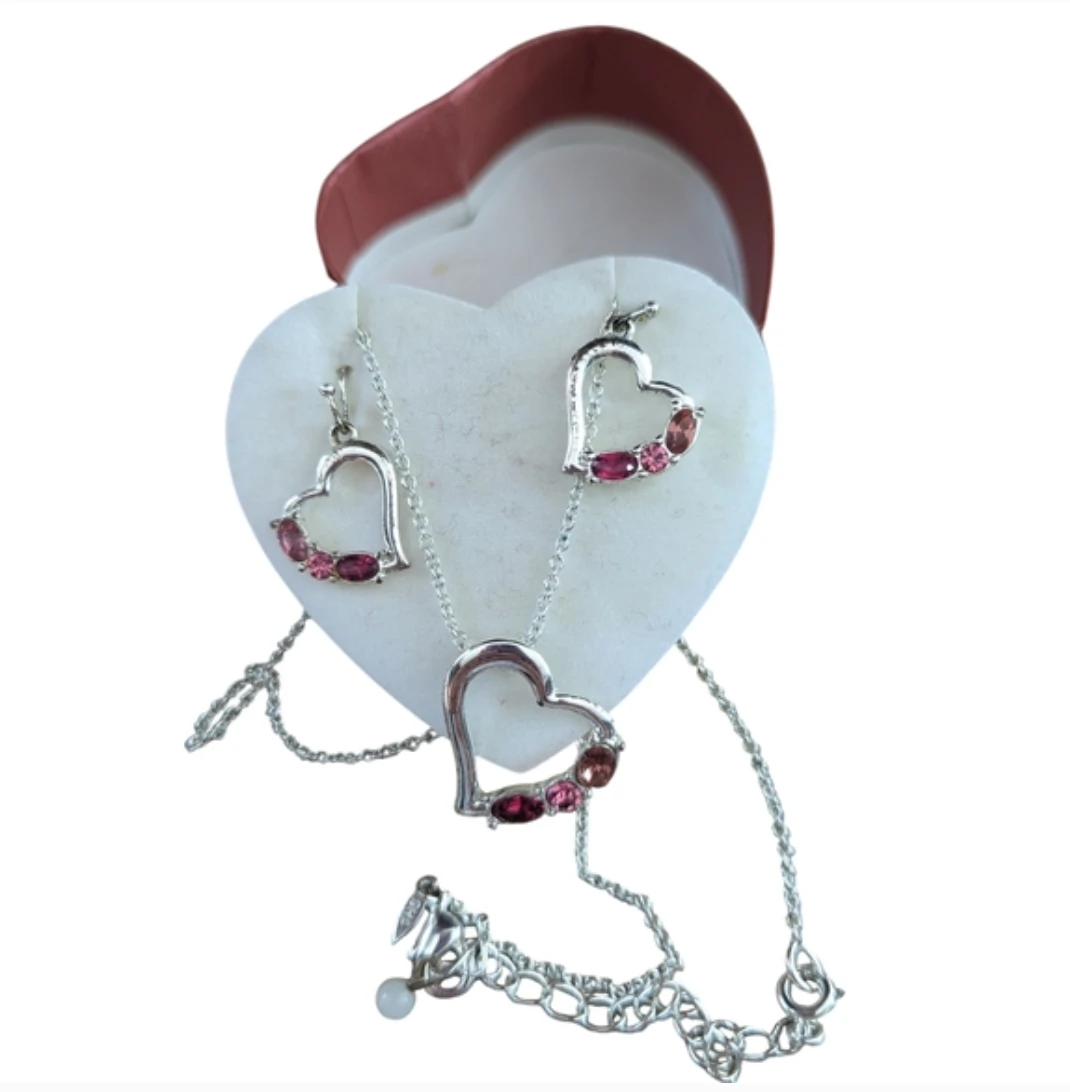 Heart Pendant Necklace & Earring Set - photo 2