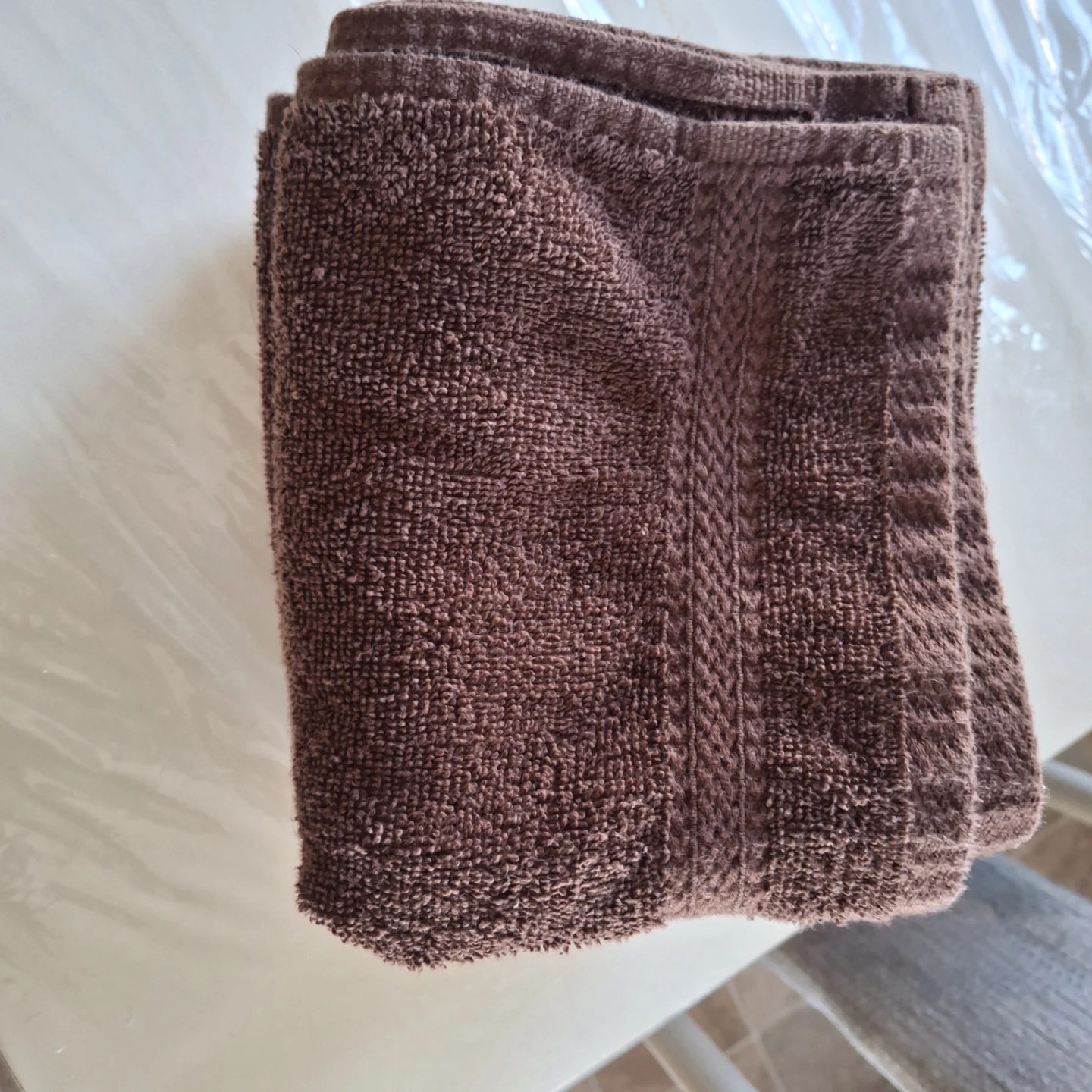 Stack of 5  Brown Hand Towels