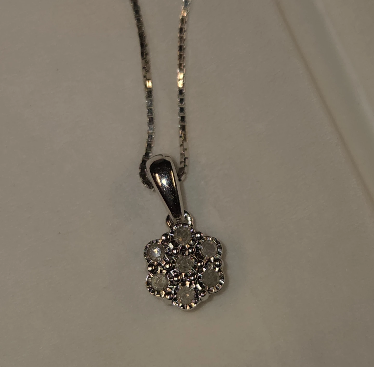 Sterling Silver Flower Pendant Necklace EFFY With Diamonds