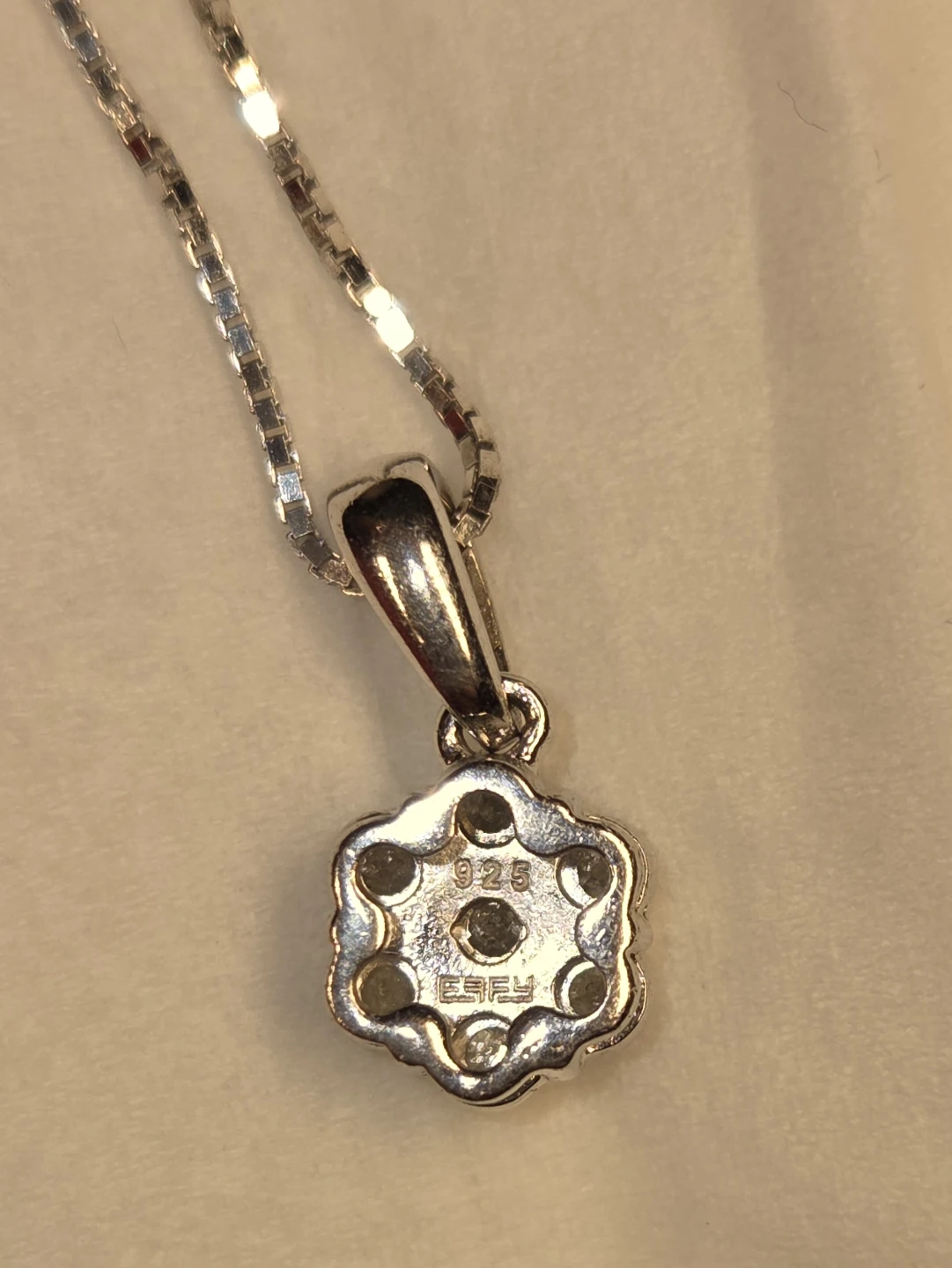 Sterling Silver Flower Pendant Necklace EFFY With Diamonds - photo 2
