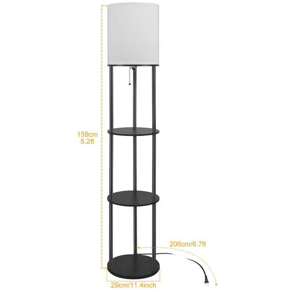 Black Floor Lamp with Shelves - 159cm - photo 2