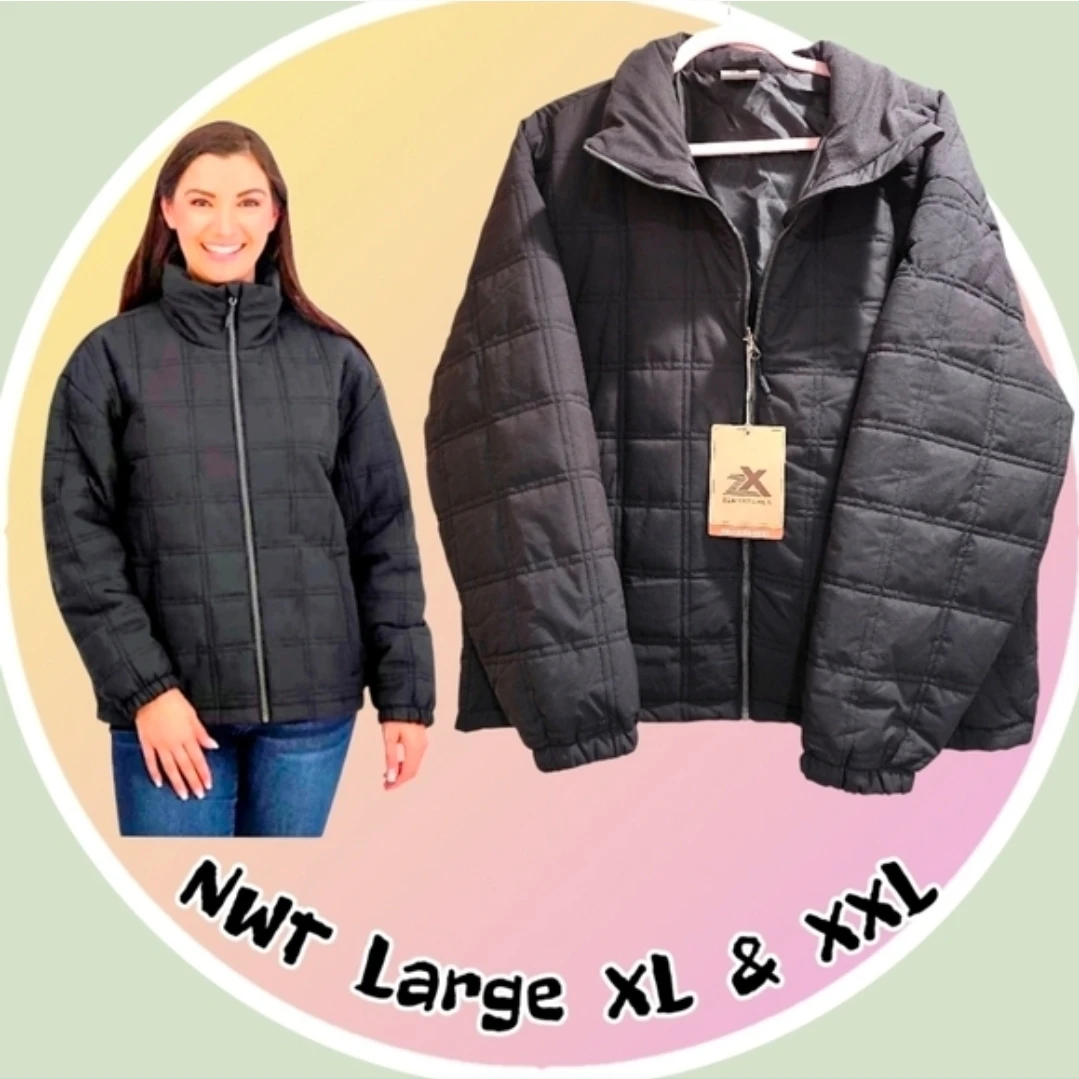 XXL Thermocloud Technology Quilted Jacket Hood  2 Snap Pockets 🏆
