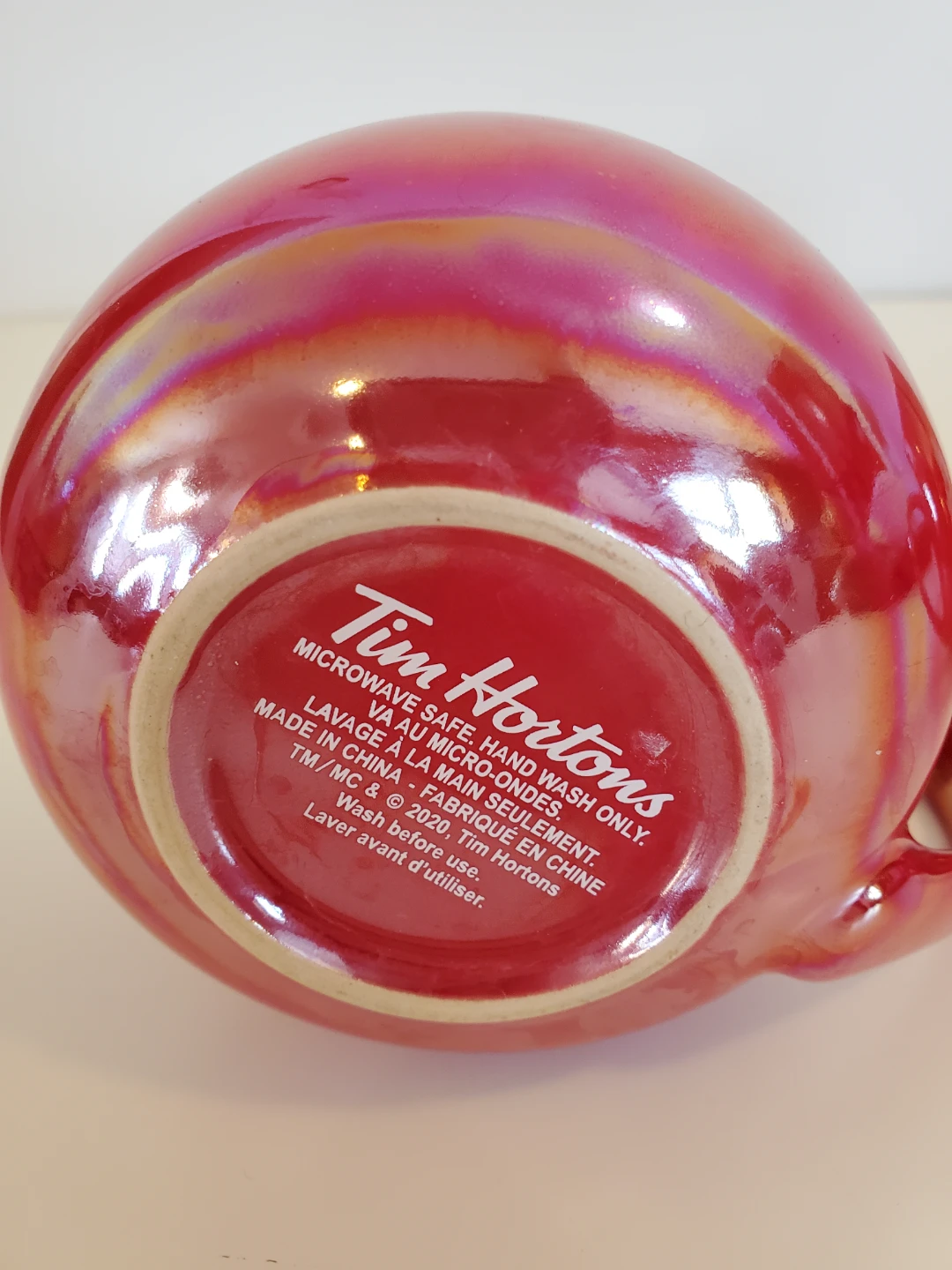 Pair of TIM HORTONS Red Iridescent Mugs - Like New...never used - photo 5