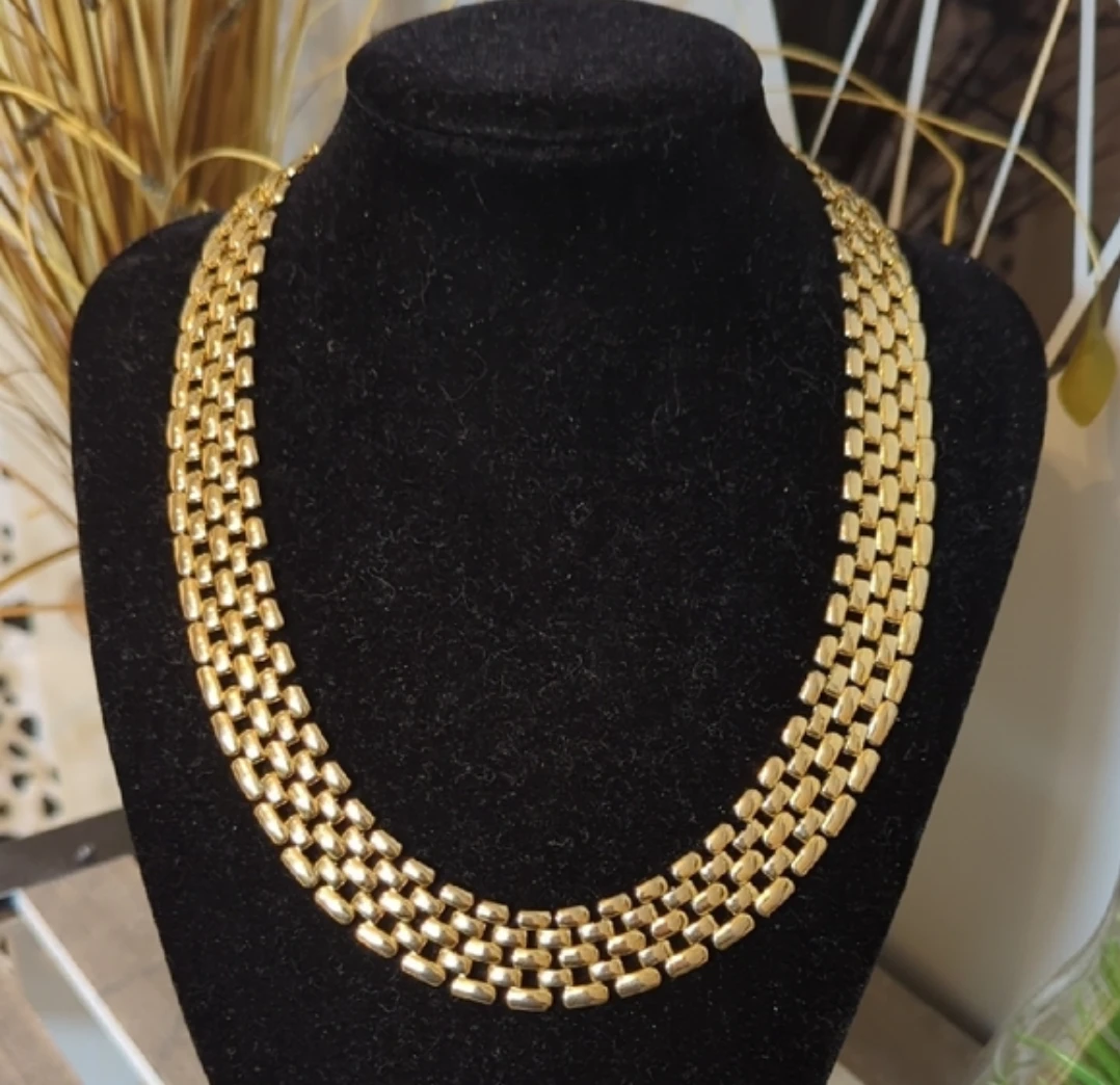 Gold Tone Three Strand Necklace