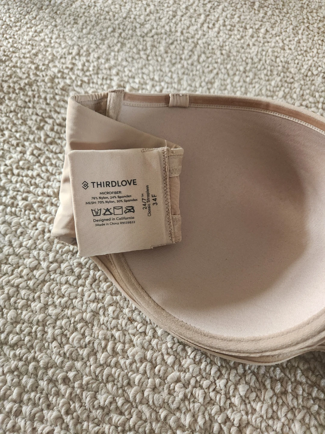 ThirdLove Strapless Bra 34F Beige 🏆
