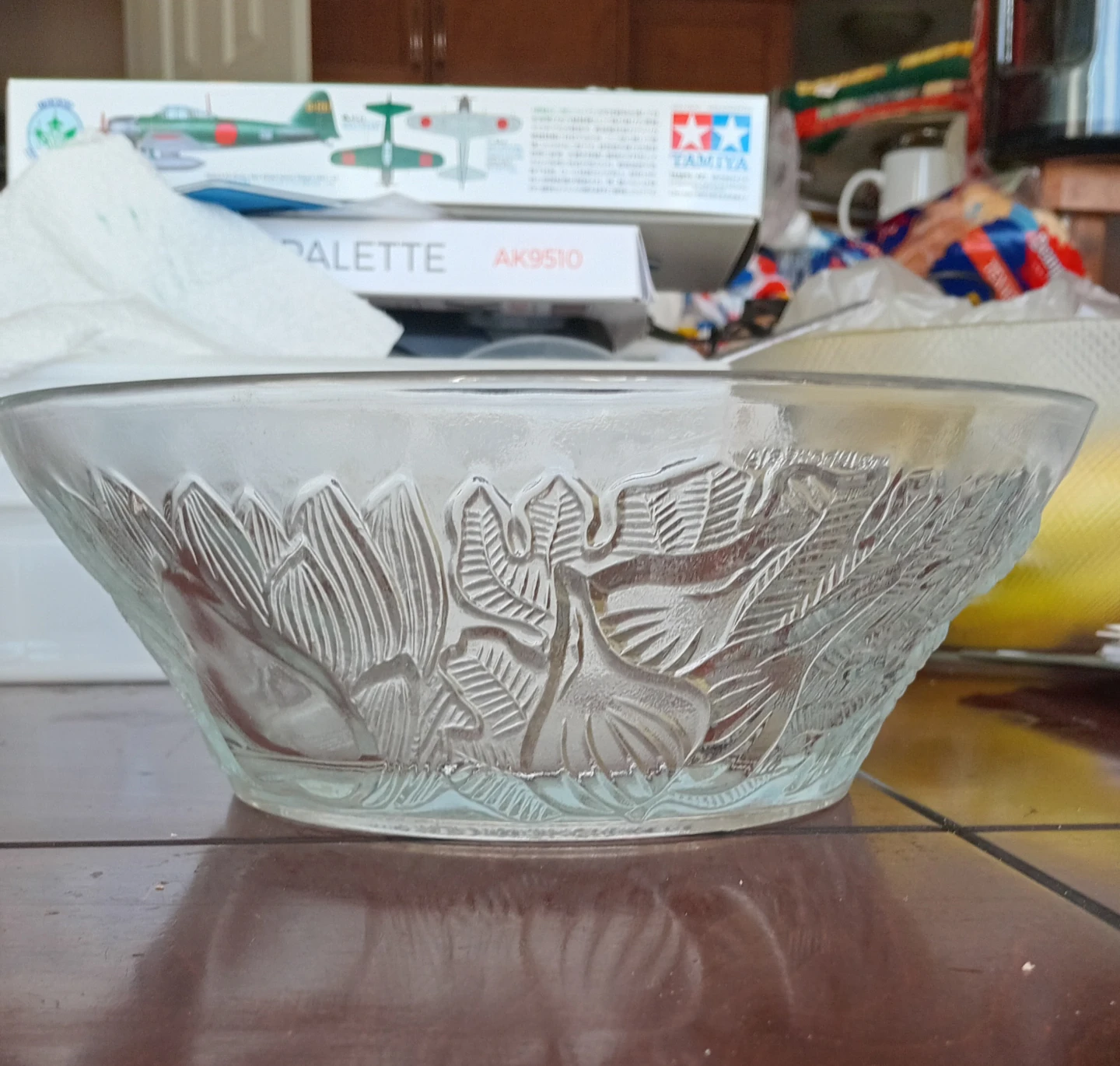 Glass Bowl with Embossed Fruit Design