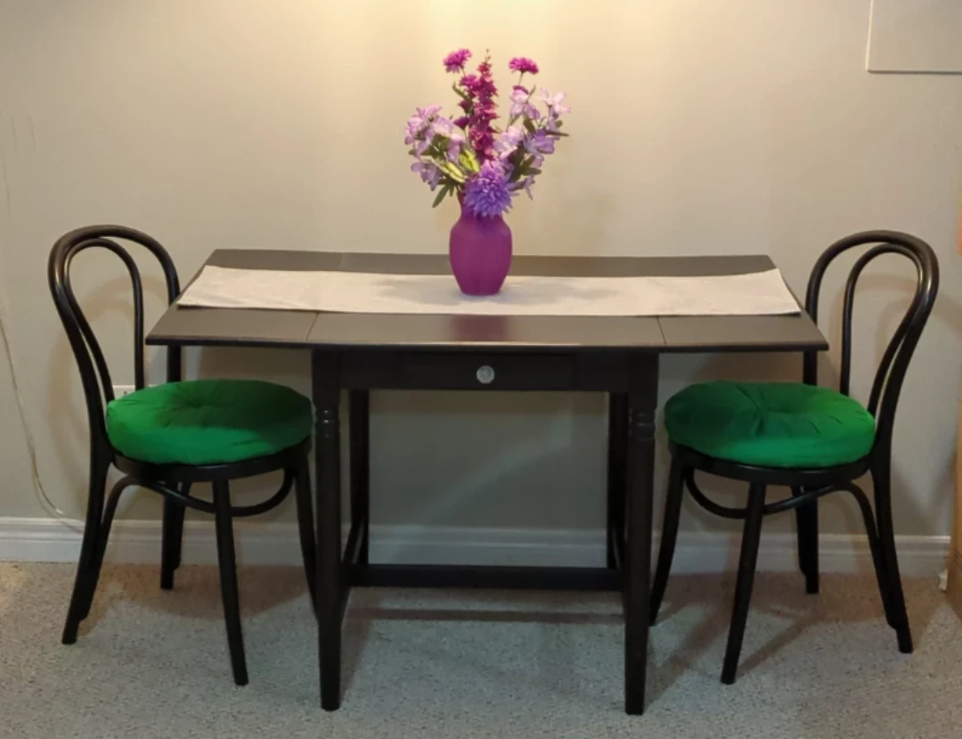 Dark Wood Drop Leaf Table with 2 Chairs