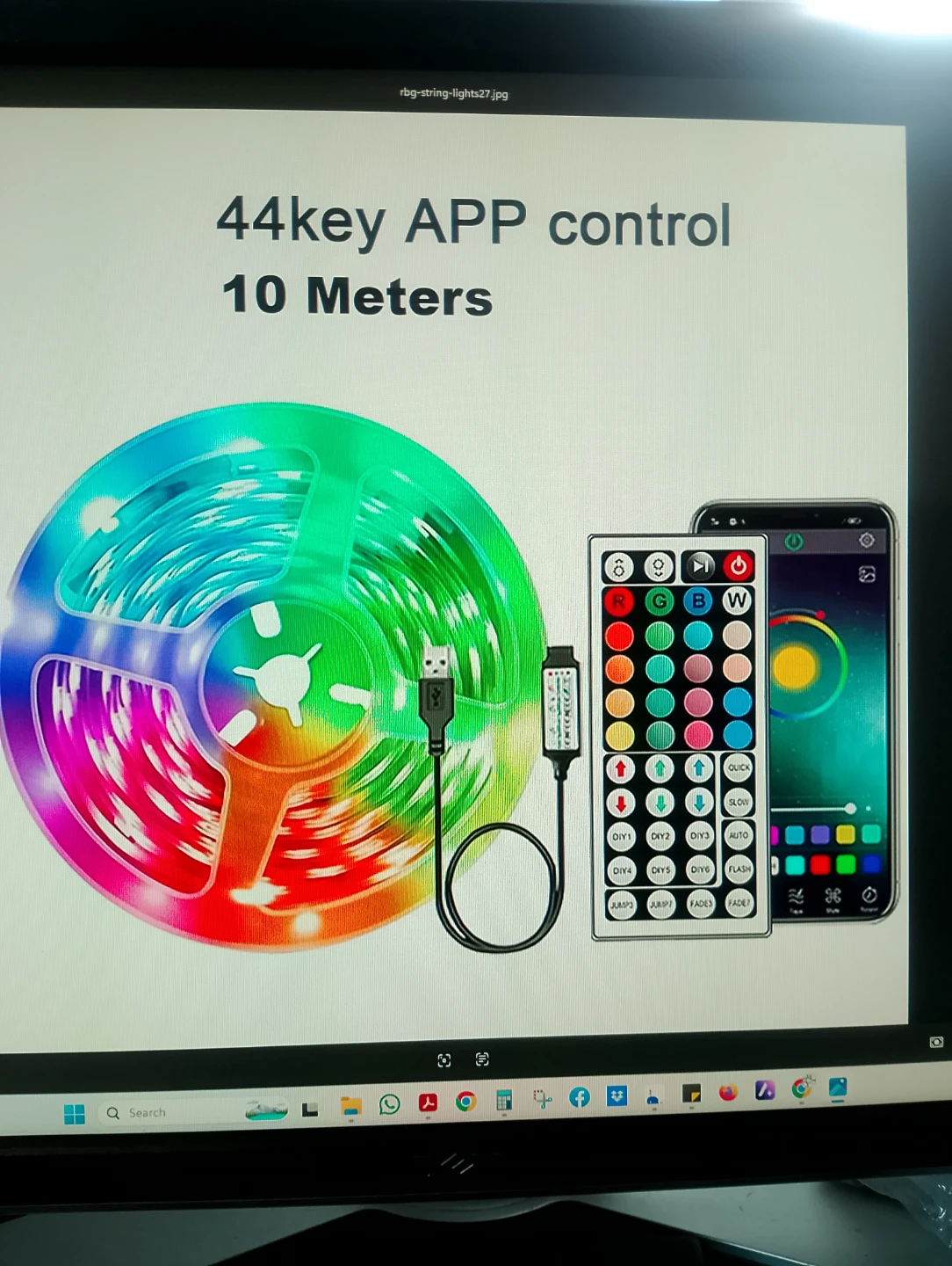 10 Meter RGB LED String Lights with 44-Key Remote & App Control