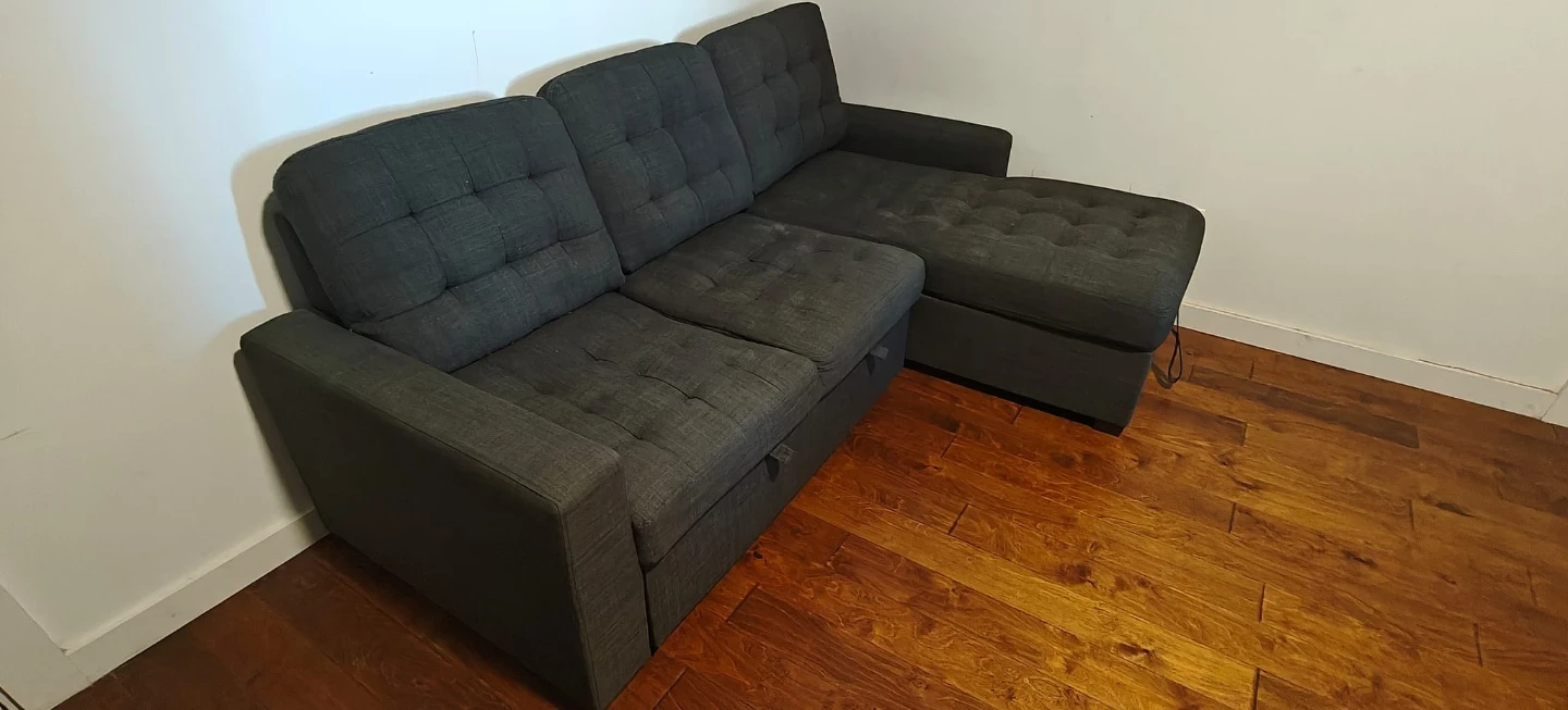 Dark Gray Tufted Sectional Sofa with Storage - photo 2