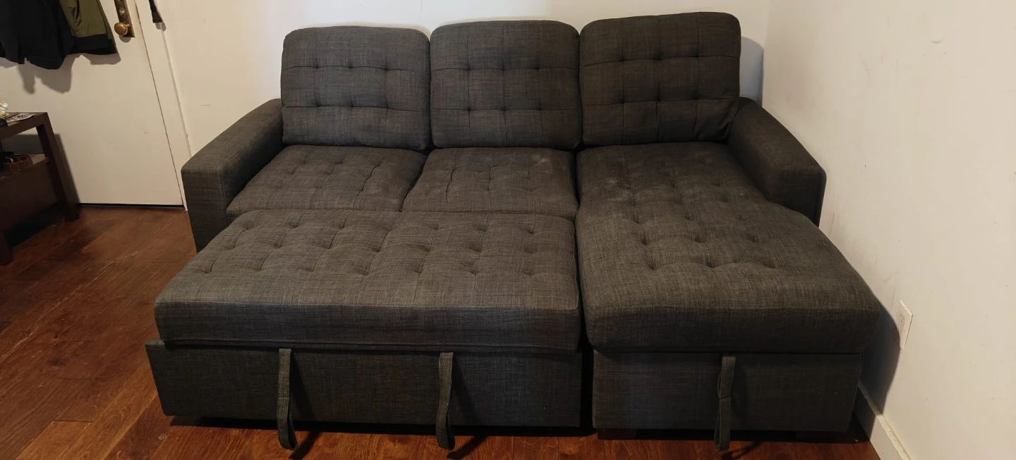 Dark Gray Tufted Sectional Sofa with Storage - photo 5