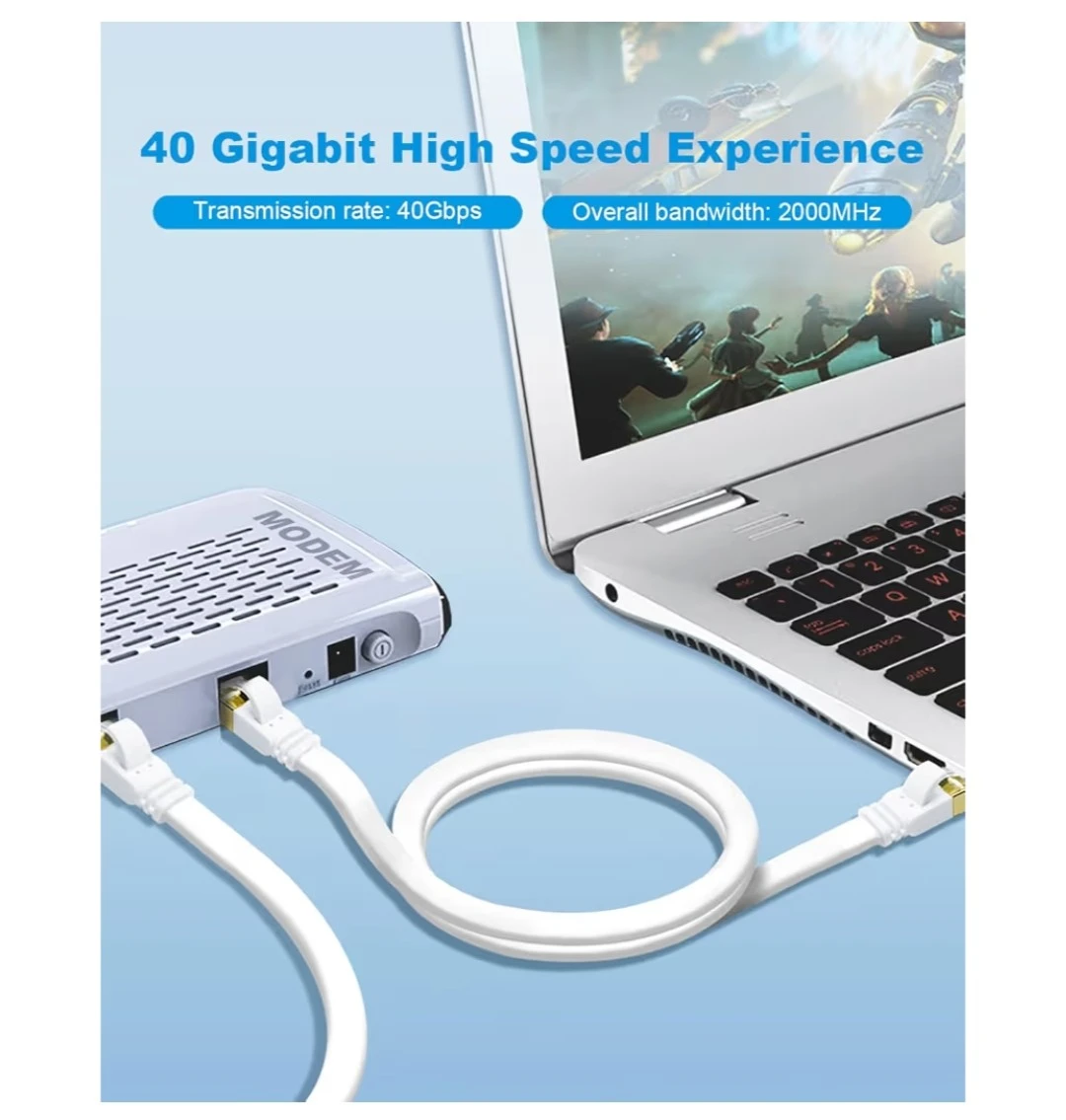 CAT8 Ethernet cable 33ft, flat, high speed - photo 3