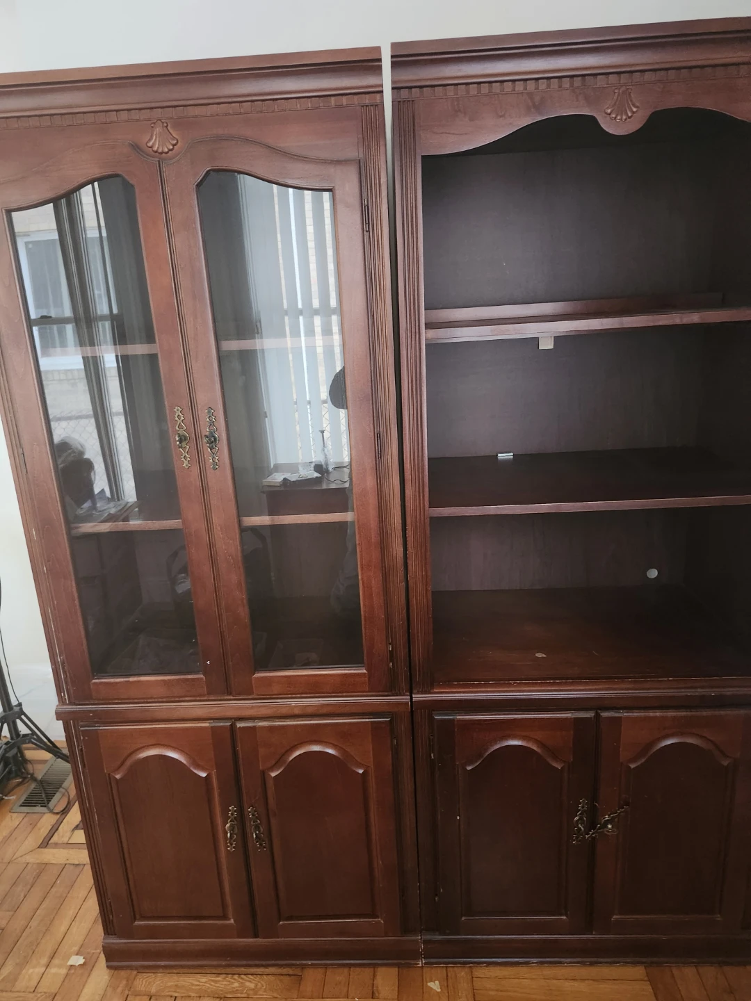 Wooden Display Cabinet with Glass Doors