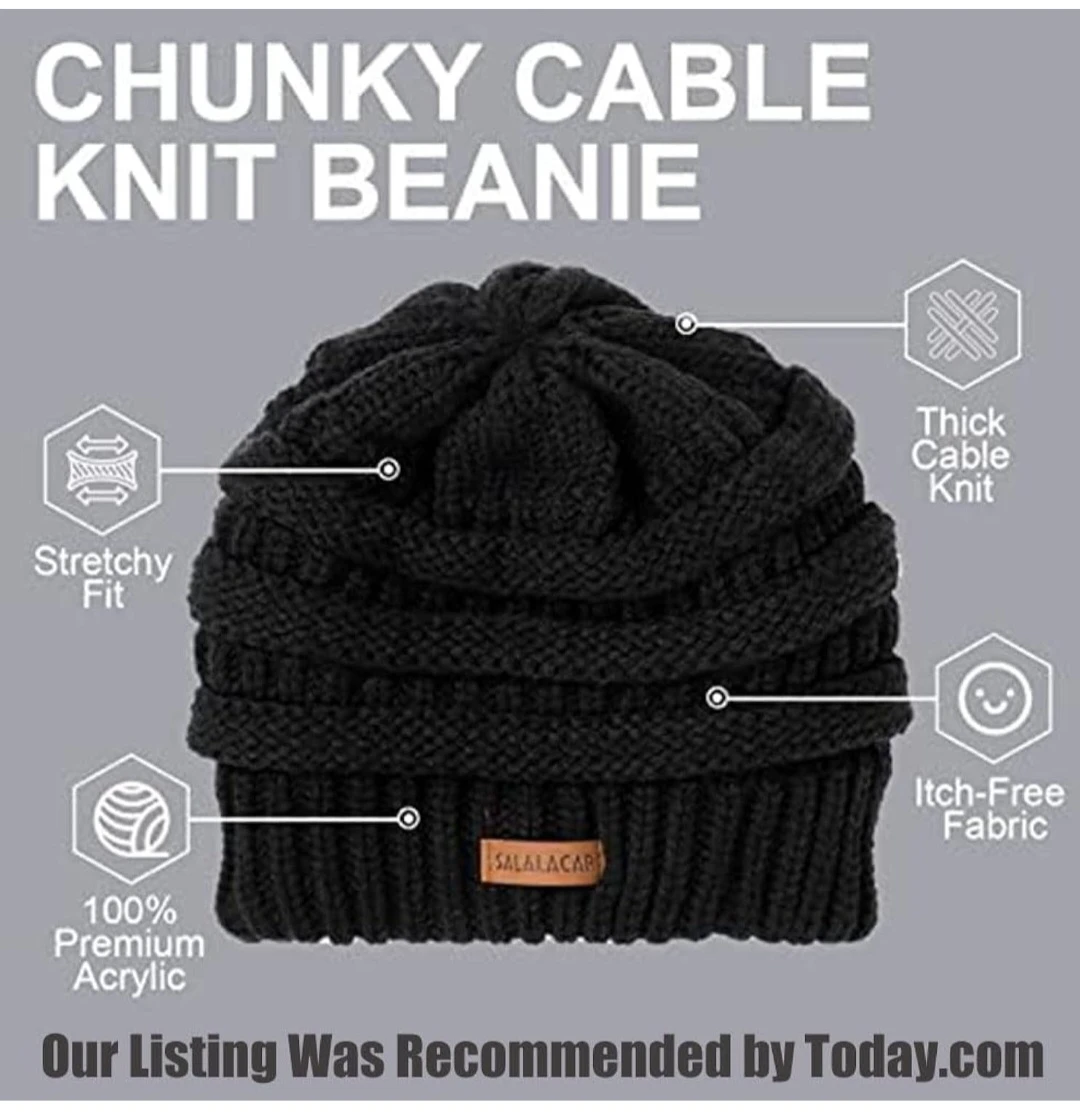 Chunky Cable Knit Beanie with Satin Lining🥕 - photo 5