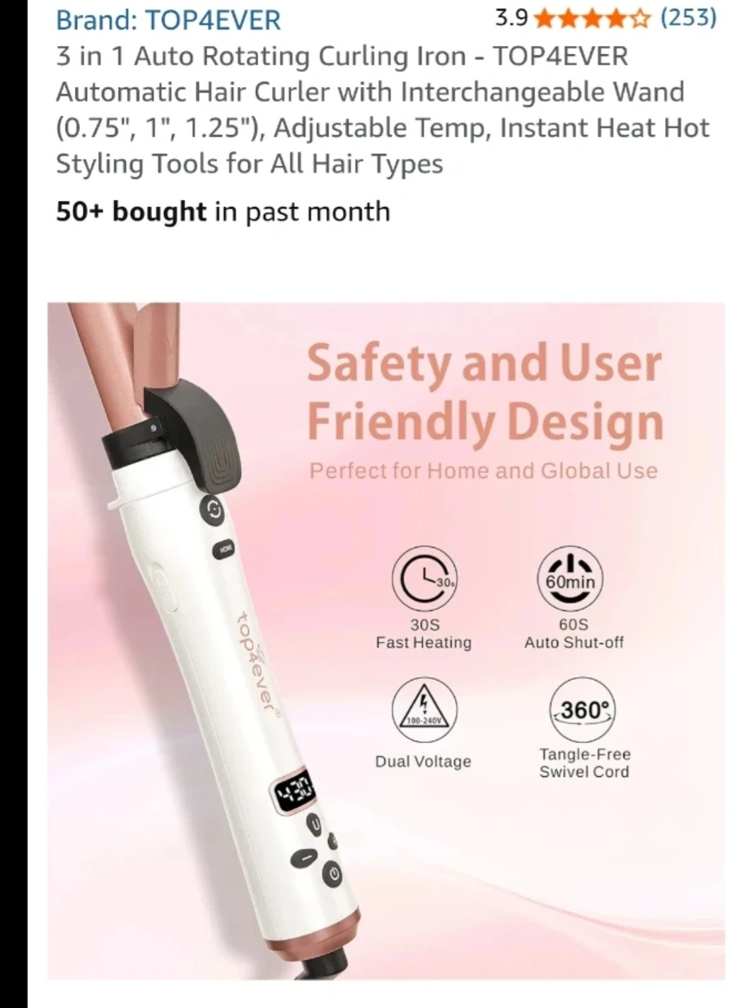 3 in 1 Auto Rotating Curling Iron"🏆"brand new - photo 4