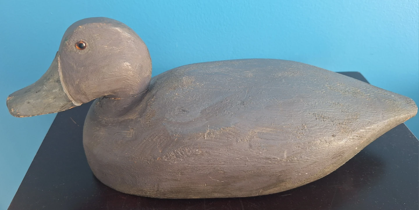 Antique early 1900s hand-carved black duck decoy - photo 2
