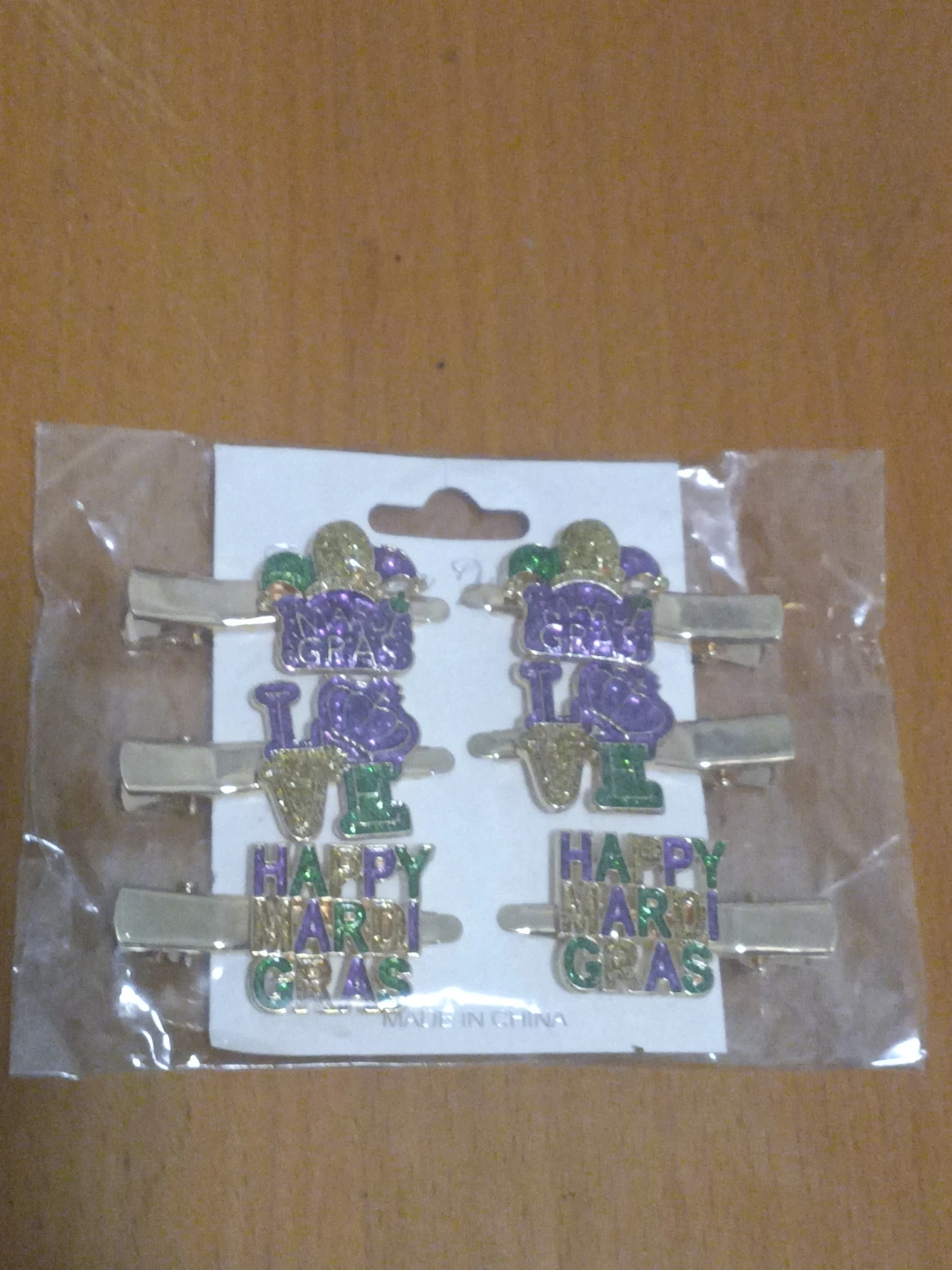 Mardi gras hair clips set