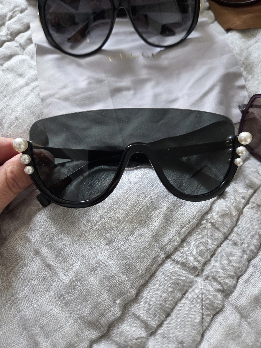Fendi Cat Eye Sunglasses with Pearl Embellishments
