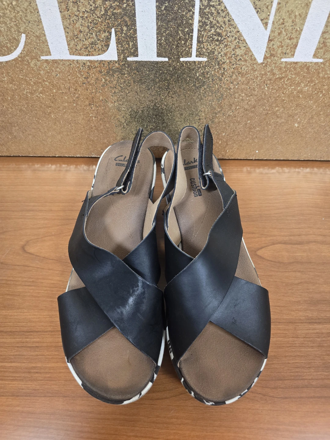 Clarks Black Leather Strappy Wedge Sandals - photo 2