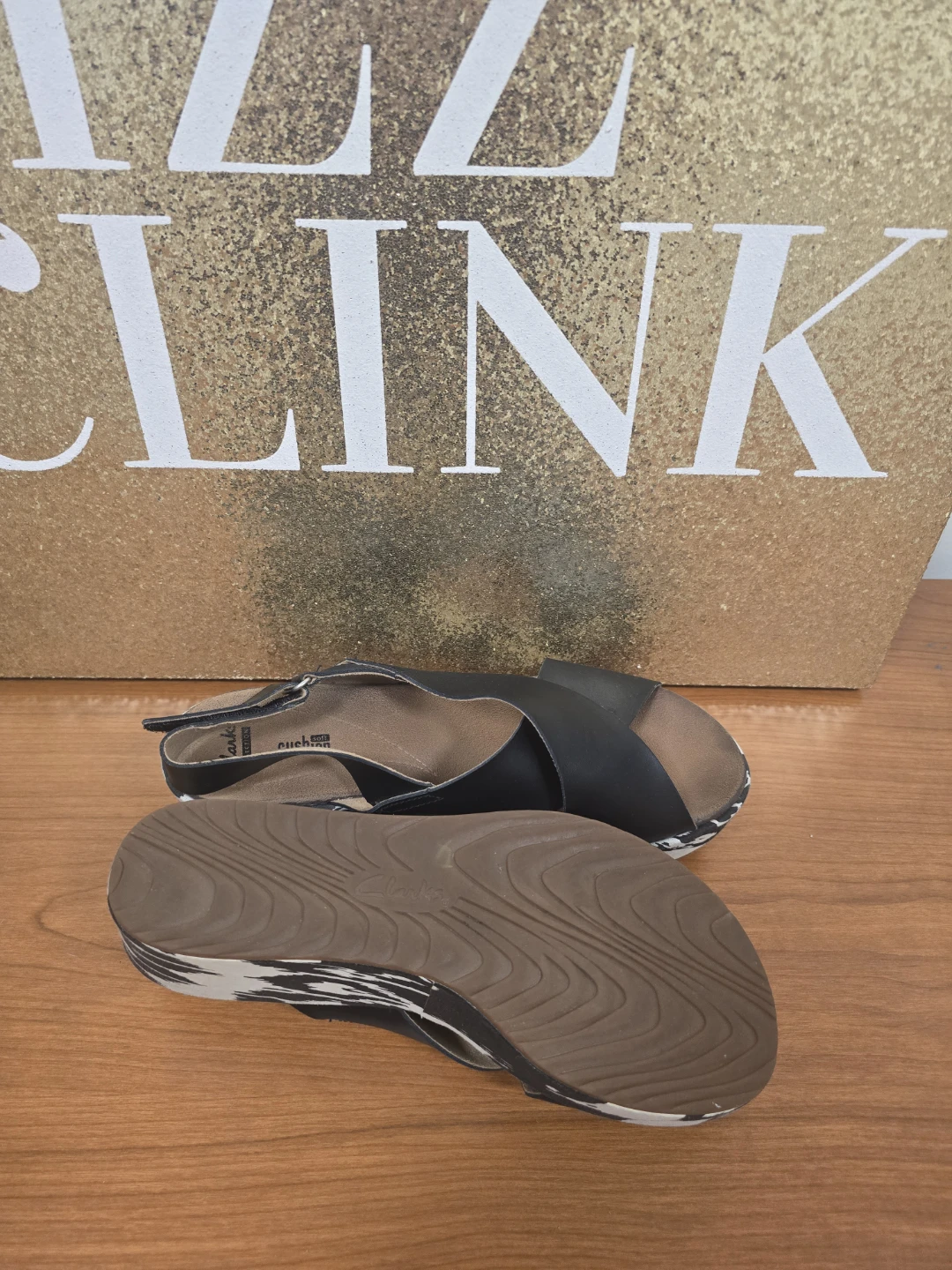 Clarks Black Leather Strappy Wedge Sandals - photo 3