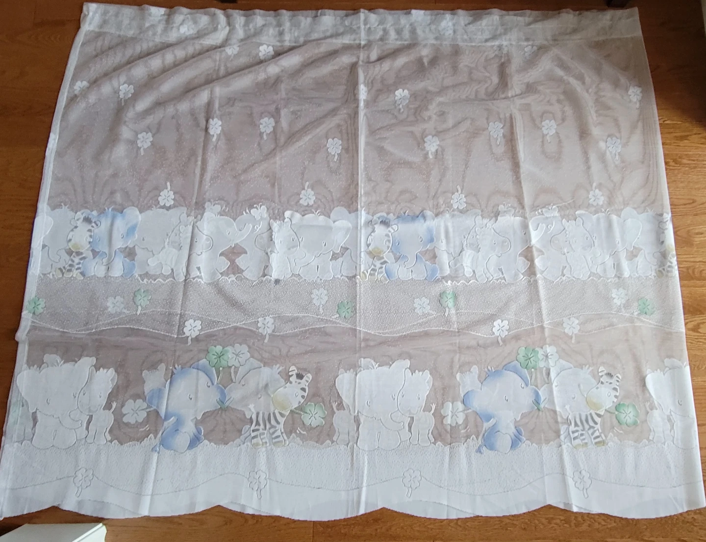 🏆 Sheer Curtain with Cartoon Animals - White