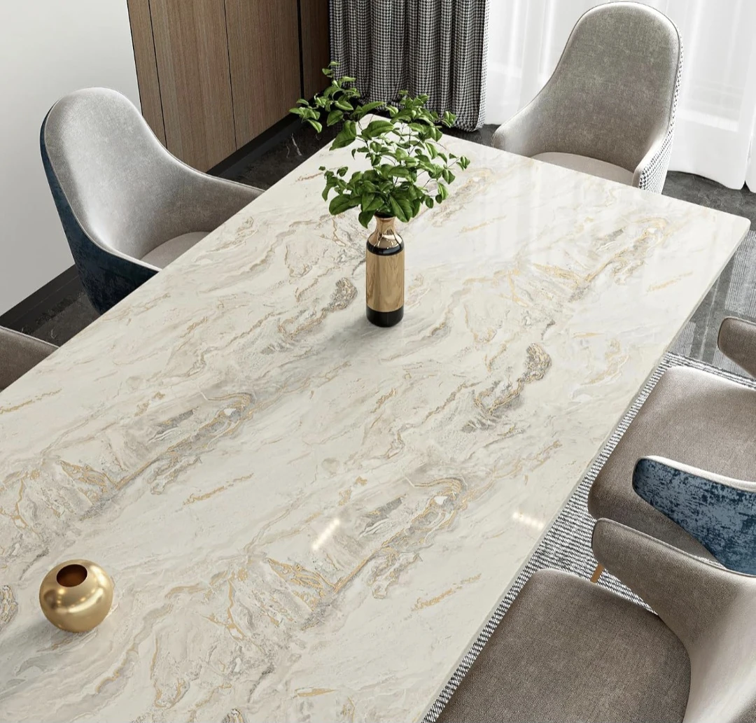 Glossy Marble Beige Gold Peel and Stick Wallpaper 15.7"X78.8" - photo 2