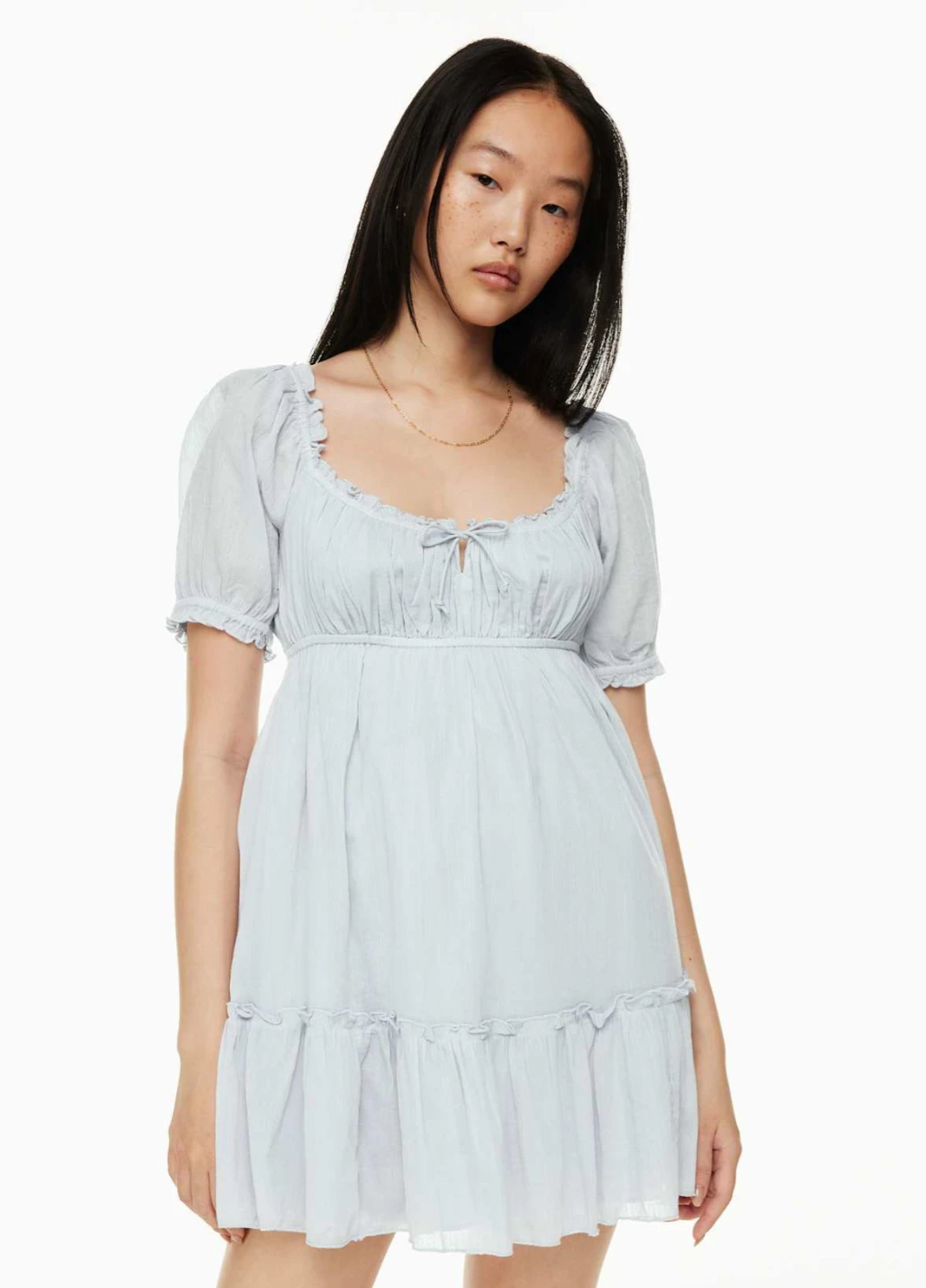 Sunday Best Light Blue Tiered Mini Dress - Size Small - photo 2