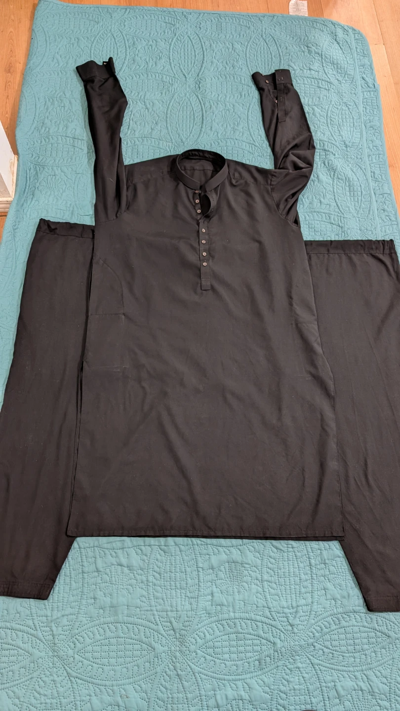 Black Men's Kurta Shalwar Set