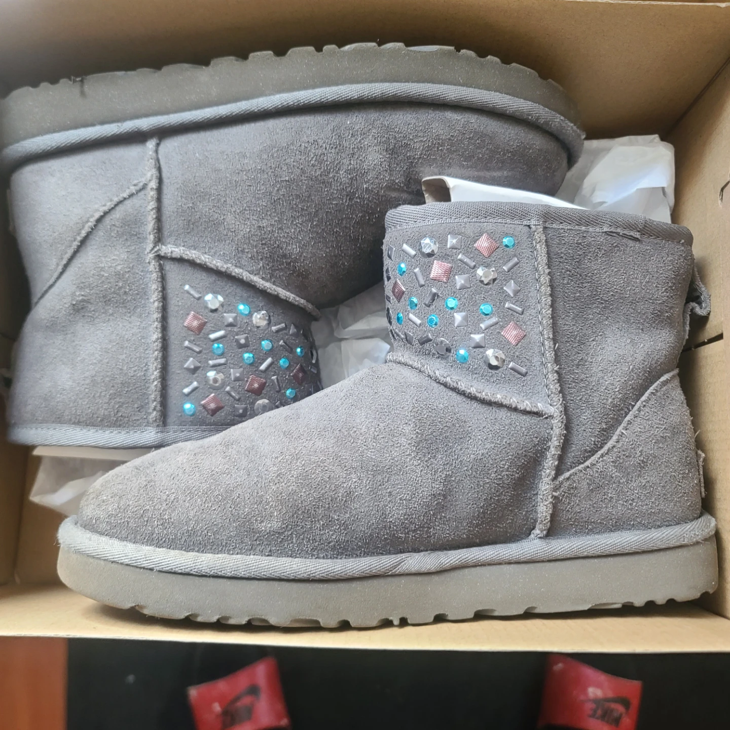 UGG Classic Mini Stud II Boots Grey Size 6