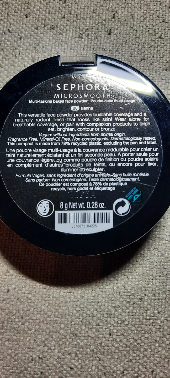 Sephora Microsmooth Baked Face Powder Foundation 80 Sienna 🏆 - photo 3