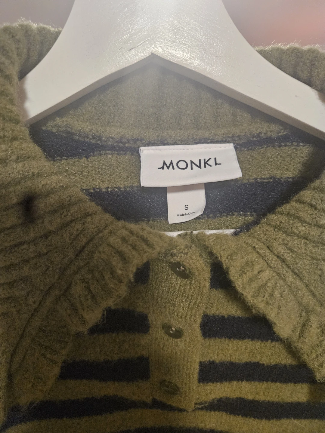 Monki Striped Collared Sweater - Size S