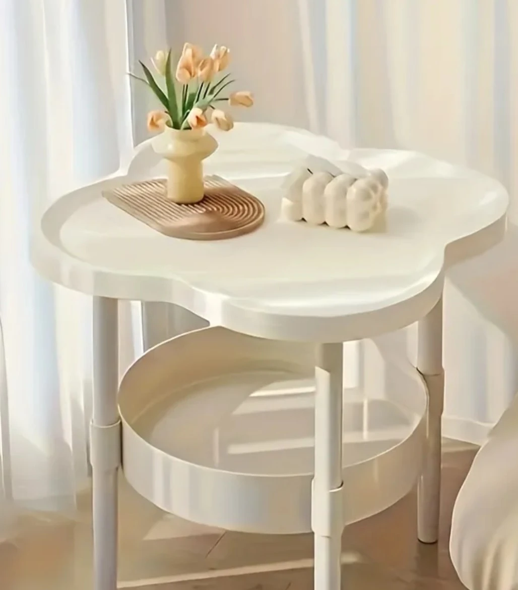 Cream Cloud-Shaped Side Table with Shelf - photo 2